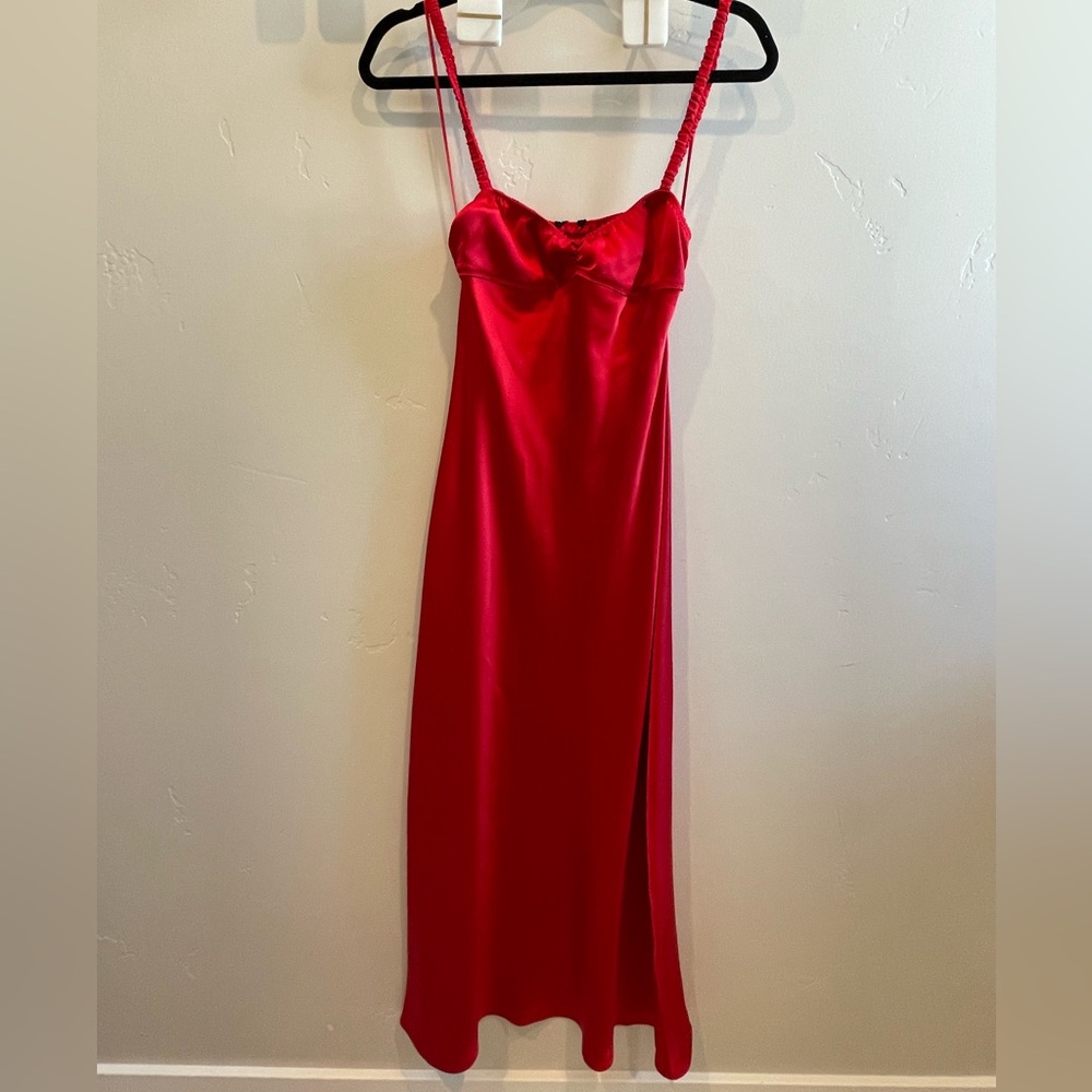 Red satin Zara dress